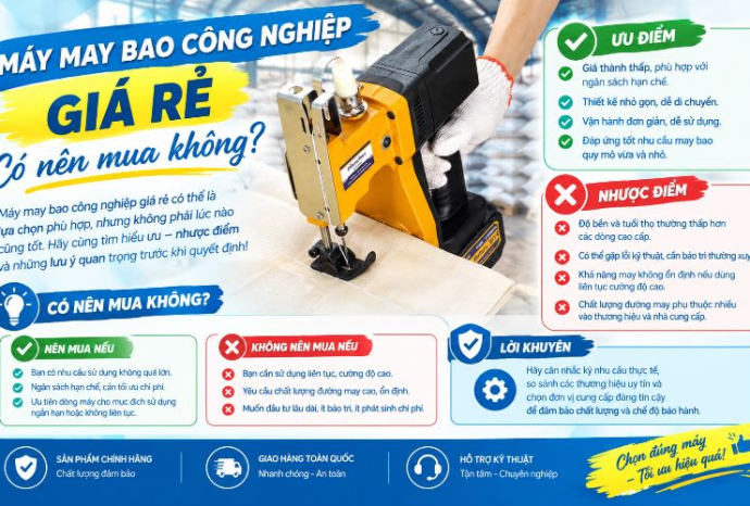 Máy may bao công nghiệp giá rẻ có nên mua không?
