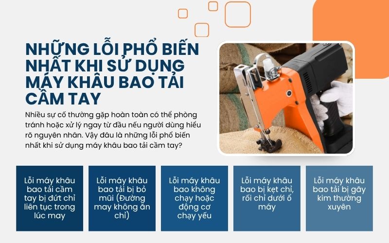 những lỗi phổ biến nhất khi sử dụng máy khâu bao tải cầm tay