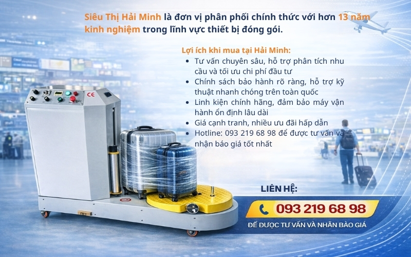 Giá và địa chỉ mua máy quấn màng hành lý YK-XL01 uy tín 