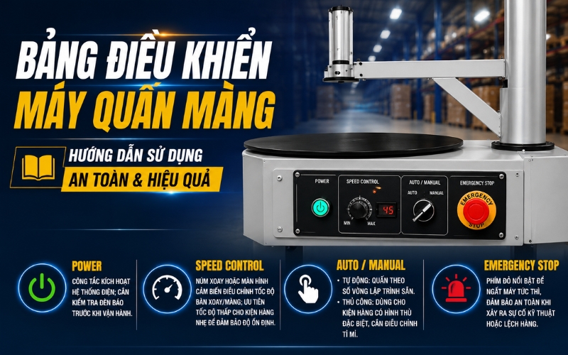 Cấu tạo bảng điều khiển của máy quấn màng PE mini