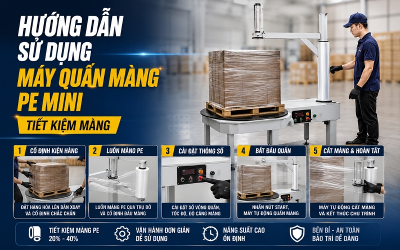 Các bước sử dụng máy quấn màng PE mini hiệu quả