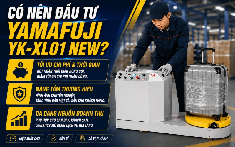 Có nên đầu tư máy quấn màng hành lý sân bay YK-XL01?