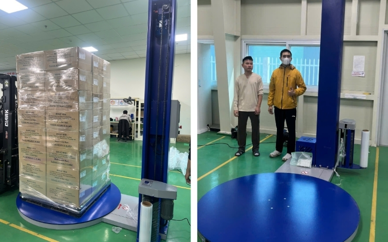 Máy quấn màng bán tự động thương hiệu Yamafuji