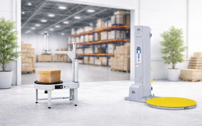 Điểm khác biệt giữa máy quấn màng mini và bán tự động