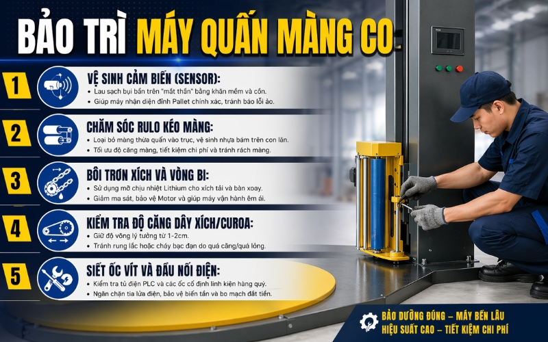 Hướng dẫn bảo dưỡng máy quấn màng co