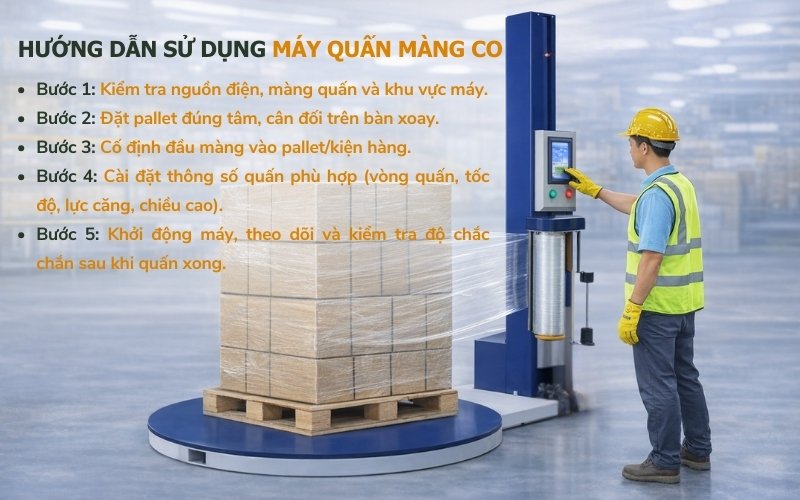 Hướng dẫn sử dụng thiết bị quấn màng pallet chuẩn