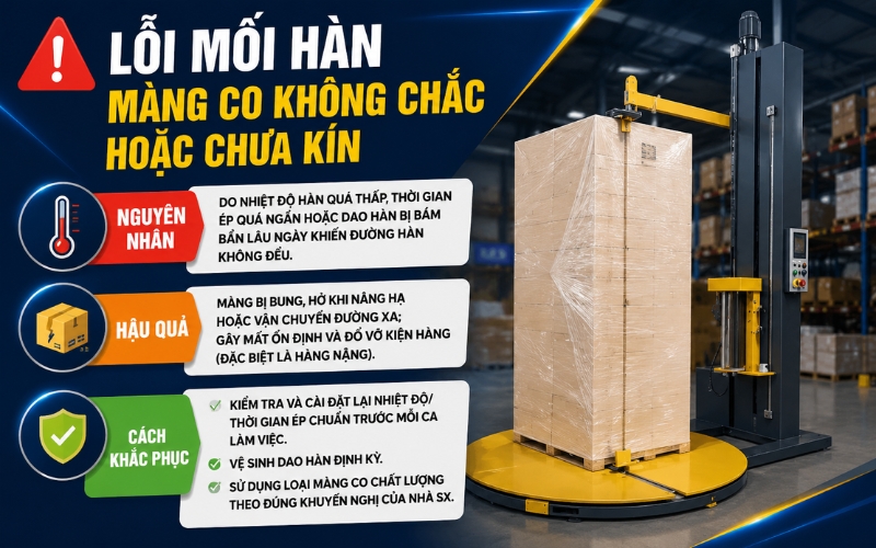Lỗi mối hàn màng co không chắc hoặc chưa kín