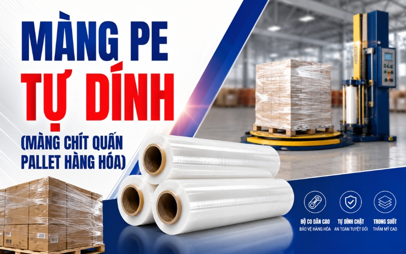 Màng PE tự dính (Màng chít quấn pallet hàng hóa)