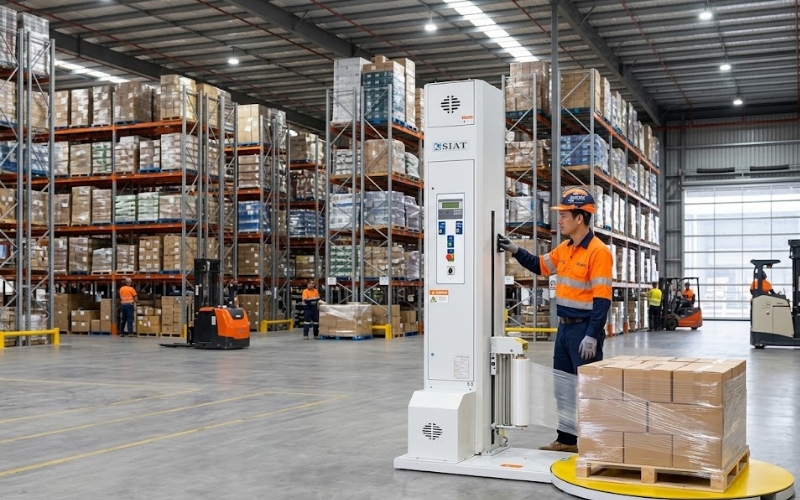 Máy quấn màng bàn xoay cho xưởng tầm trung