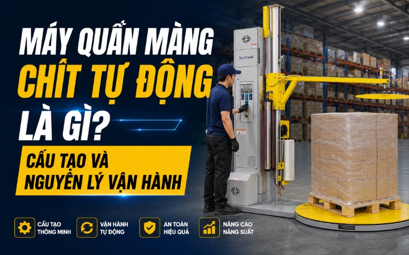 Máy quấn màng chít tự động là gì? Cấu tạo và nguyên lý vận hành