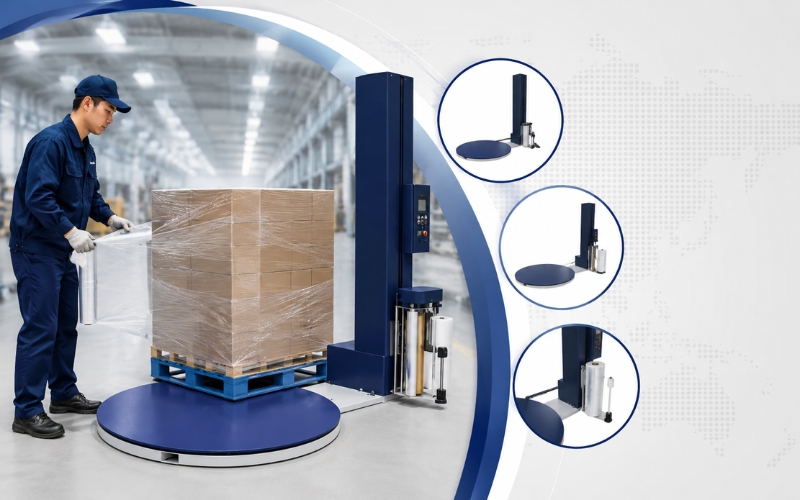 Máy quấn màng co bán tự động