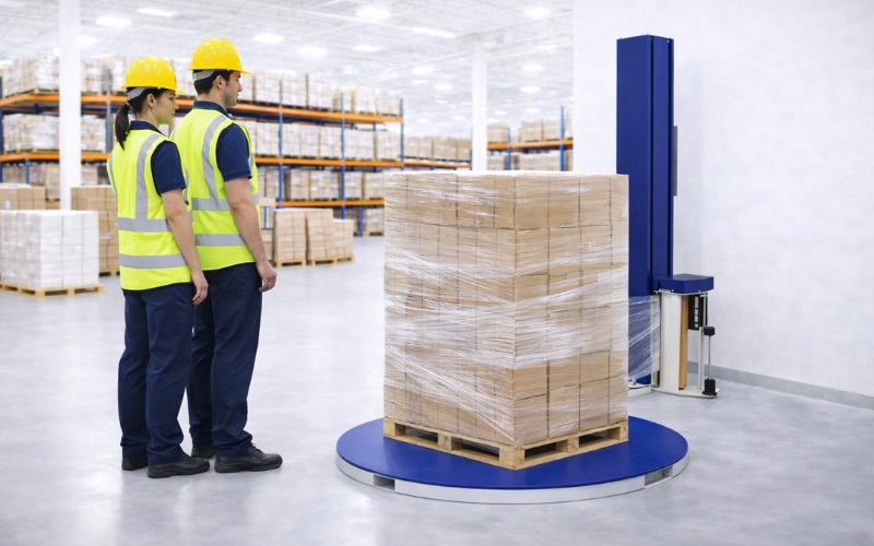 Máy quấn màng co bán tự động