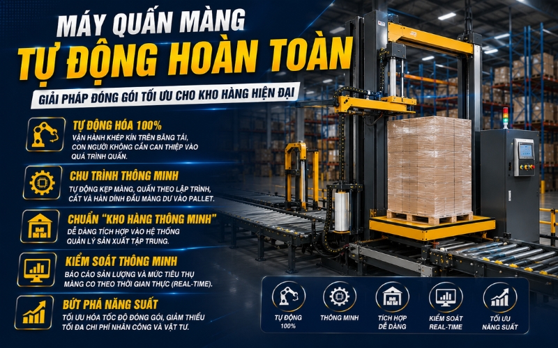 Máy quấn màng co tự động hoàn toàn