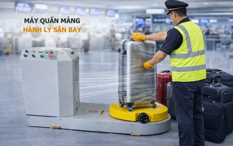 Máy quấn màng hành lý sân bay