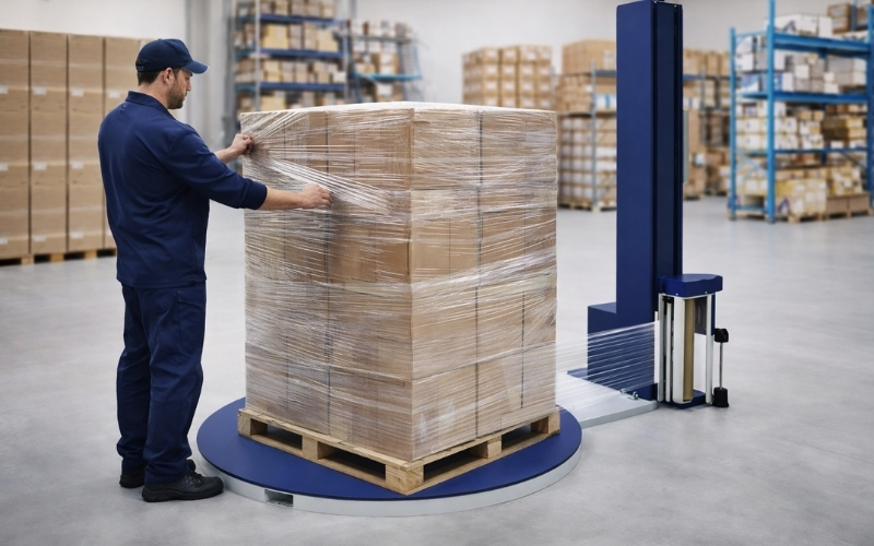 Máy quấn màng pallet bán tự động