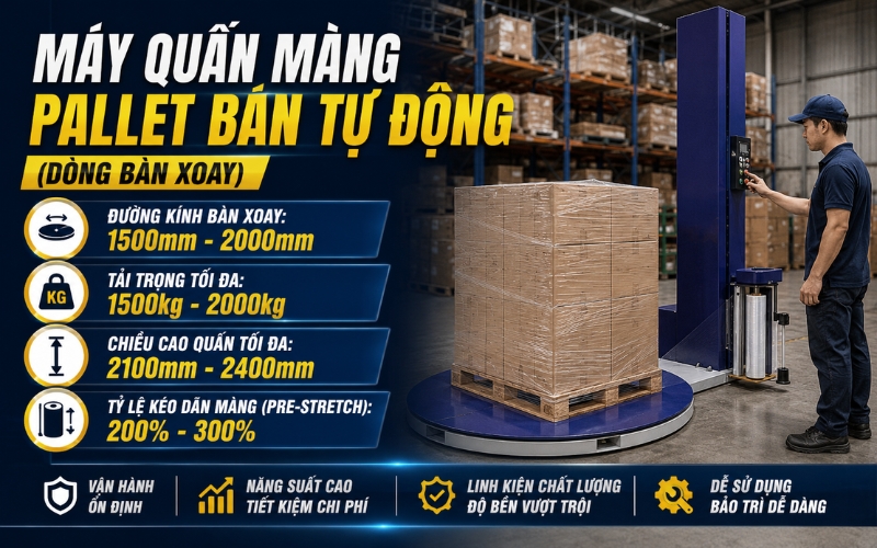 Máy quấn màng pallet bán tự động