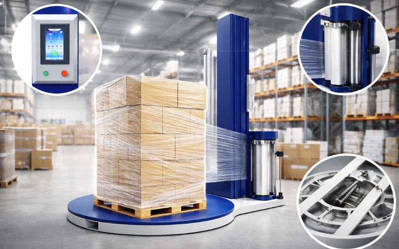Máy quấn màng pallet dạng bàn xoay