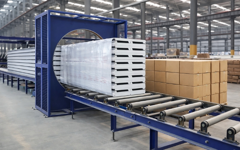 Máy quấn màng PE nằm ngang là gì?