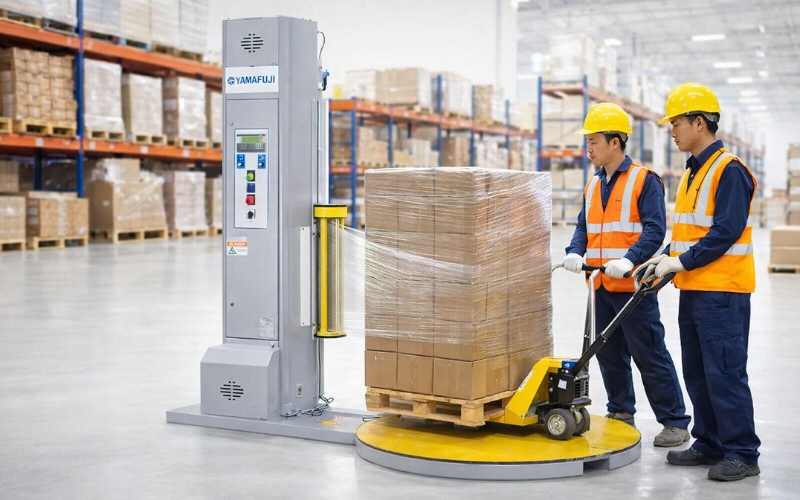 Máy quấn màng PE tự động hãng Yamafuji