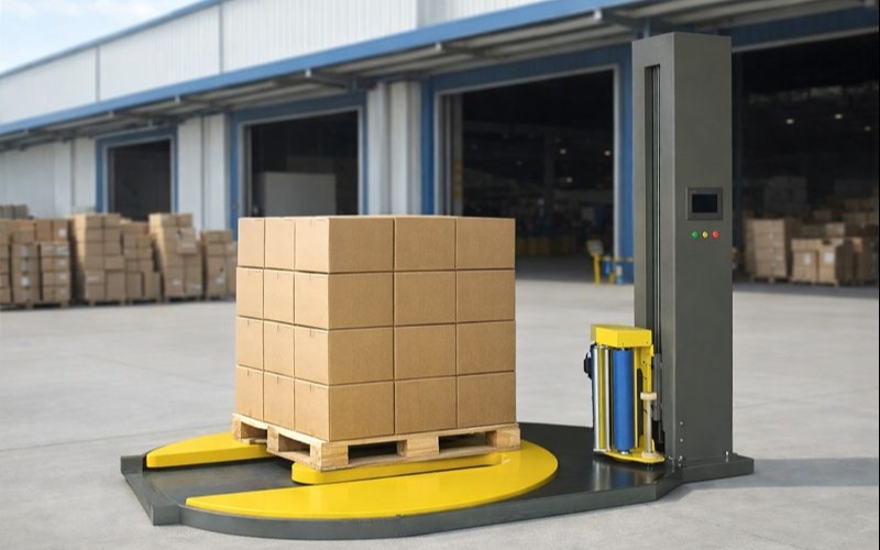 Máy quấn pallet bàn xoay là gì?