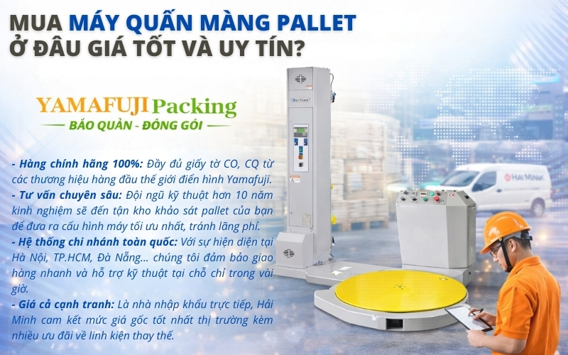 Mua máy quấn màng pe pallet ở Yamafuji Packing