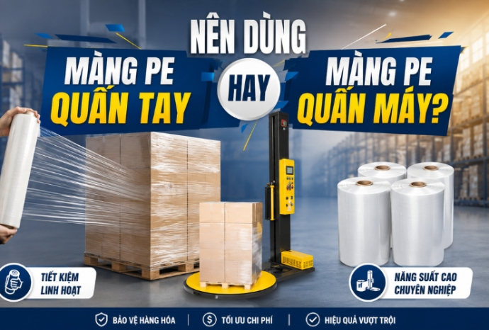 Nên dùng màng PE quấn tay hay màng PE quấn máy?