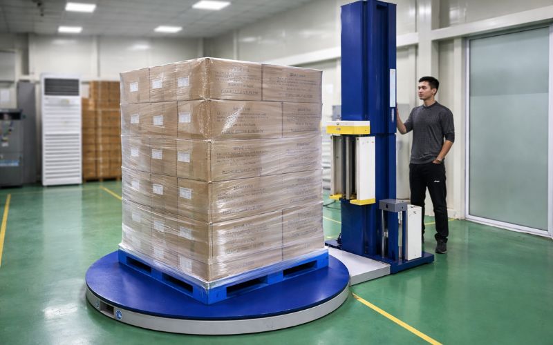 Nhiều ngành bắt buộc dùng máy quấn màng pallet