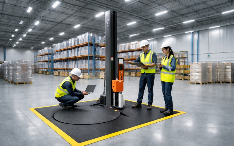 Nhược điểm của lắp âm sàn máy quấn pallet