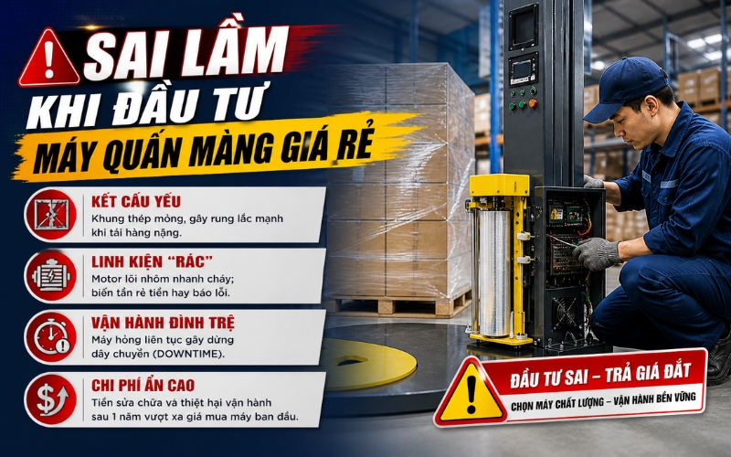 Sai lầm khi đầu tư máy quấn màng giá rẻ