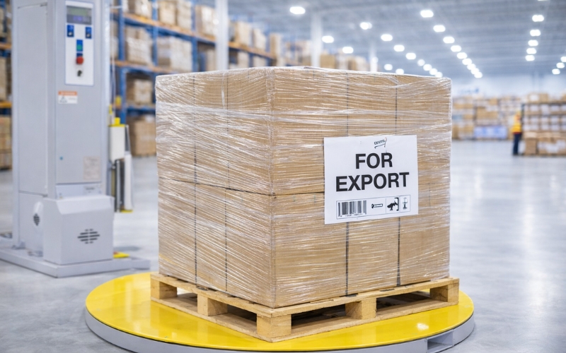 Thiết bị quấn màng pe trong logistics