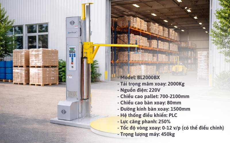 Thông số chi tiết của máy quấn pallet tự động BL2000BX