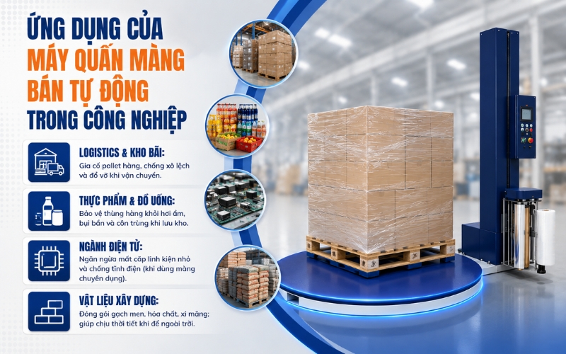 Ứng dụng của máy quấn bán tự động trong công nghiệp