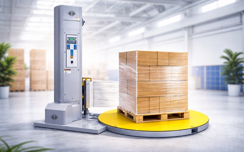 Ứng dụng thiết bị quấn màng pallet trong ngành công nghiệp