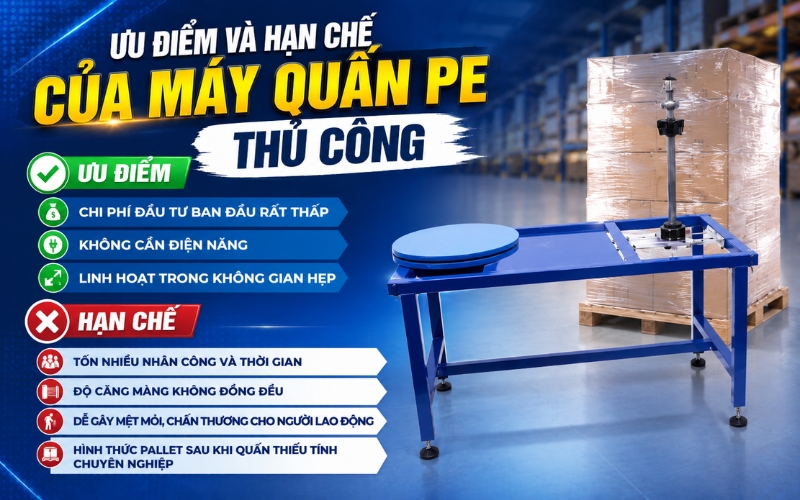 Ưu điểm và hạn chế của máy quấn màng thủ công